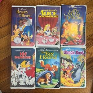 RARE Set of 6 Vintage Disney VHS Tapes - Black Diamond Edition
